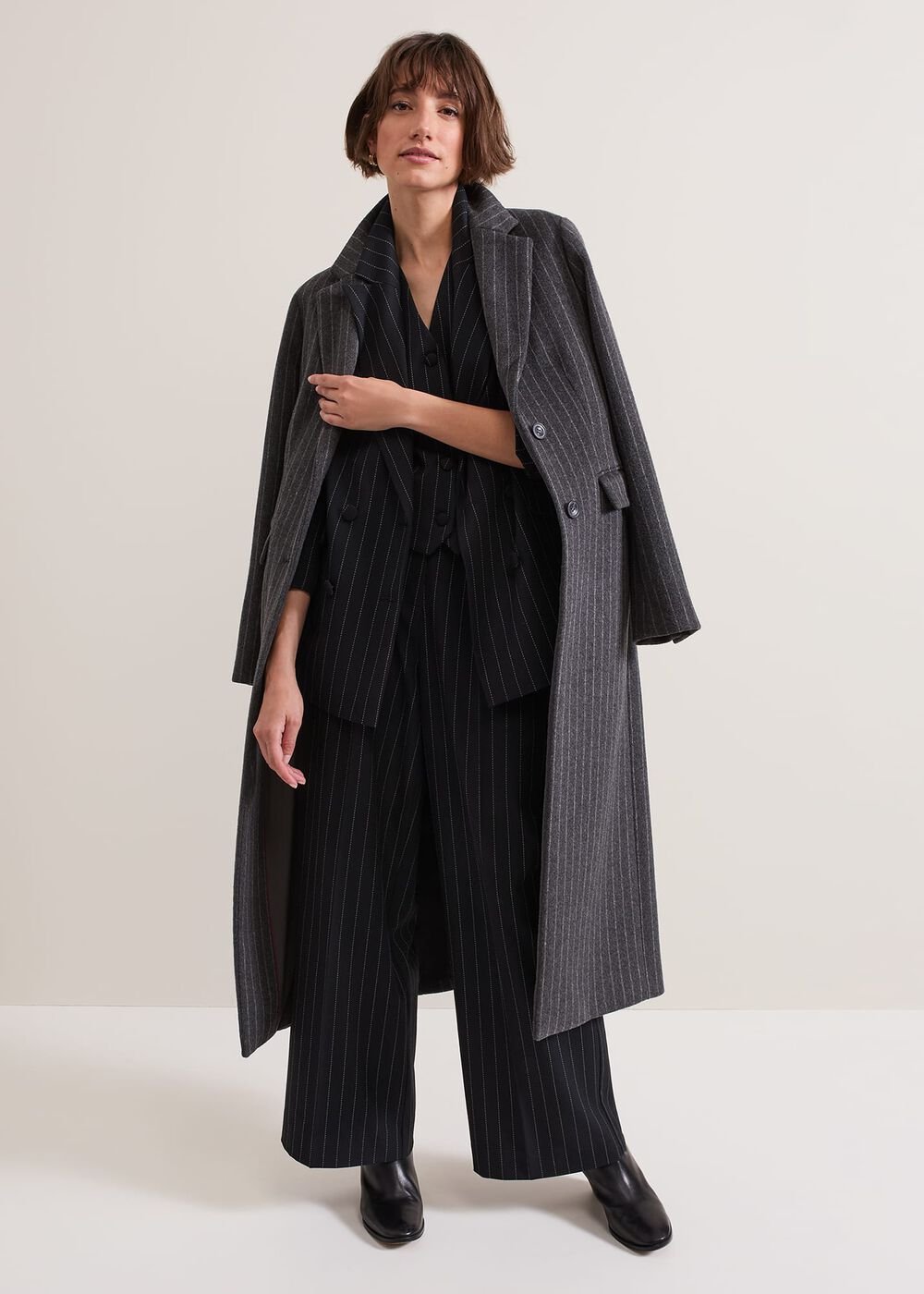 Pia Pinstripe Waistcoat - Navy