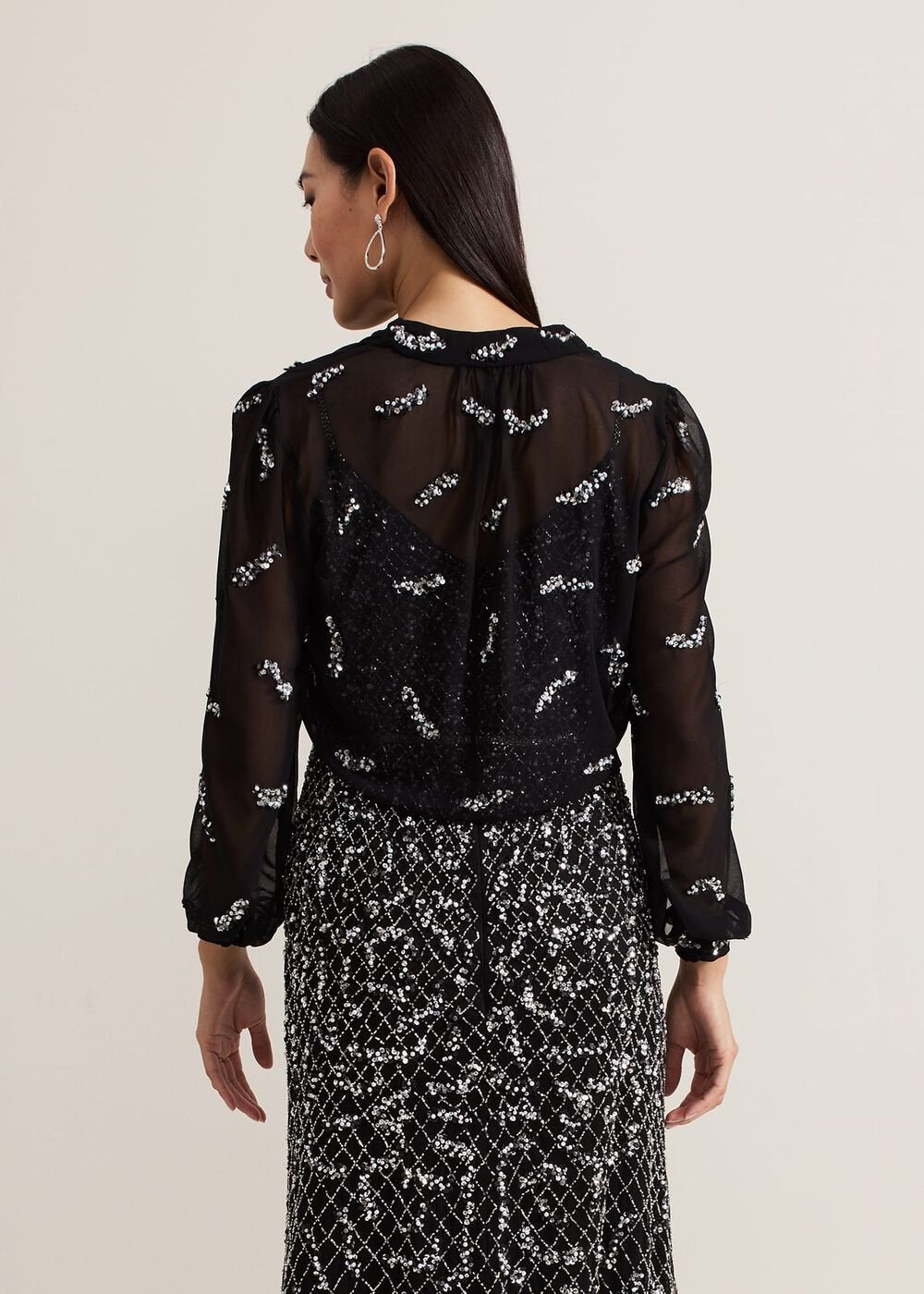 Annette Sequin Embellished Cover Up - Black