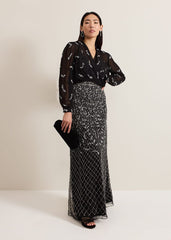 Annette Sequin Embellished Cover Up - Black