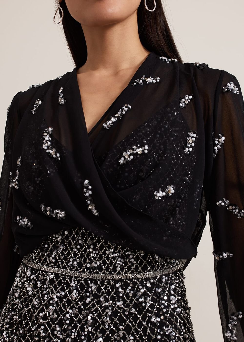 Annette Sequin Embellished Cover Up - Black