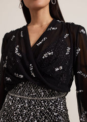 Annette Sequin Embellished Cover Up - Black