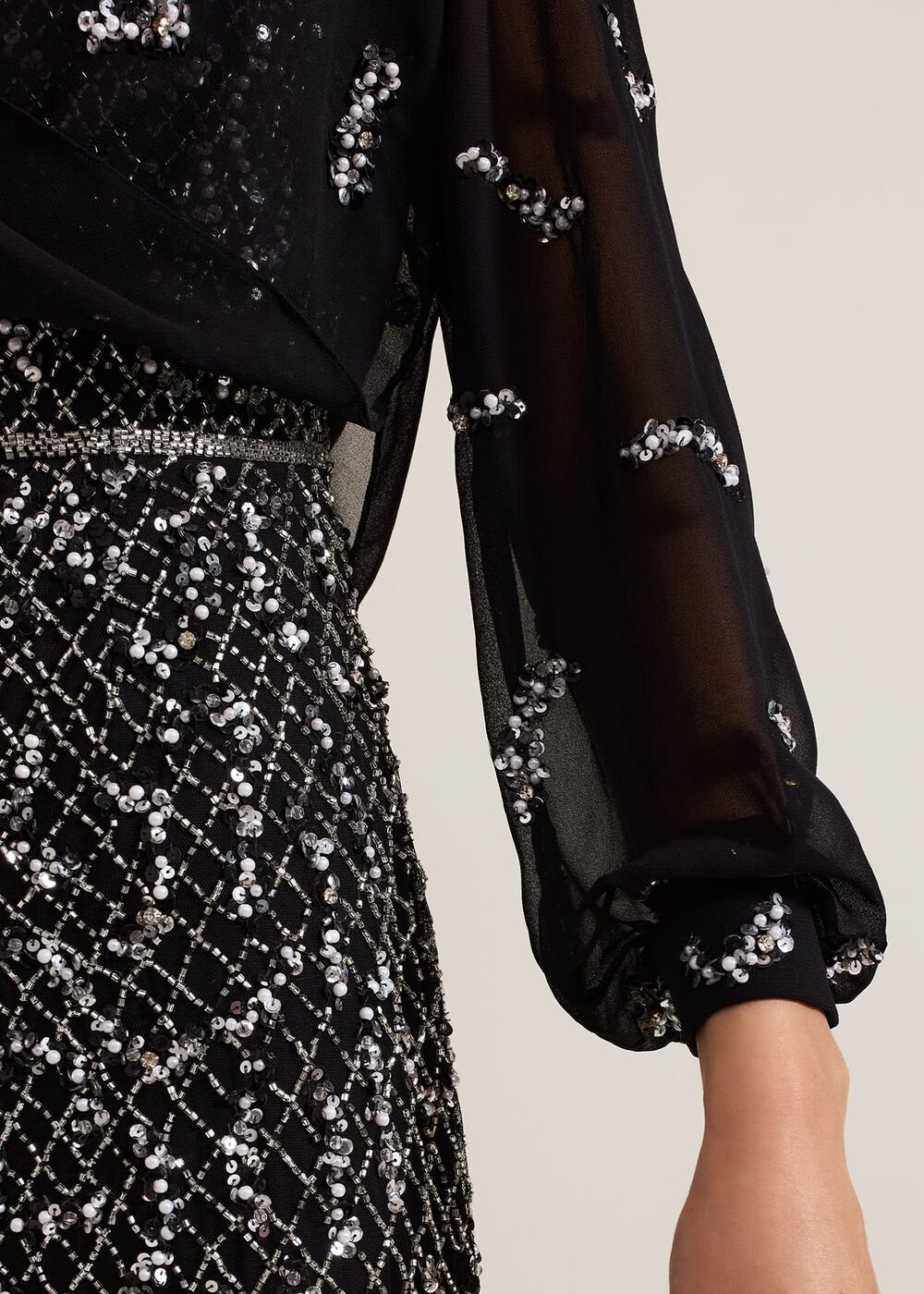 Annette Sequin Embellished Cover Up - Black