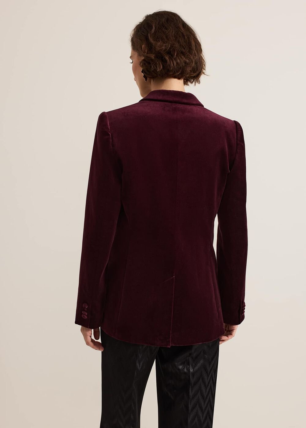Bridie Wine Velvet Blazer - Burgundy
