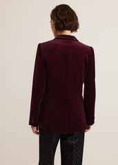 Bridie Wine Velvet Blazer - Burgundy