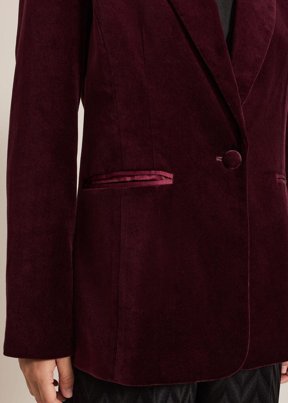 Bridie Wine Velvet Blazer - Burgundy
