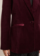 Bridie Wine Velvet Blazer - Burgundy