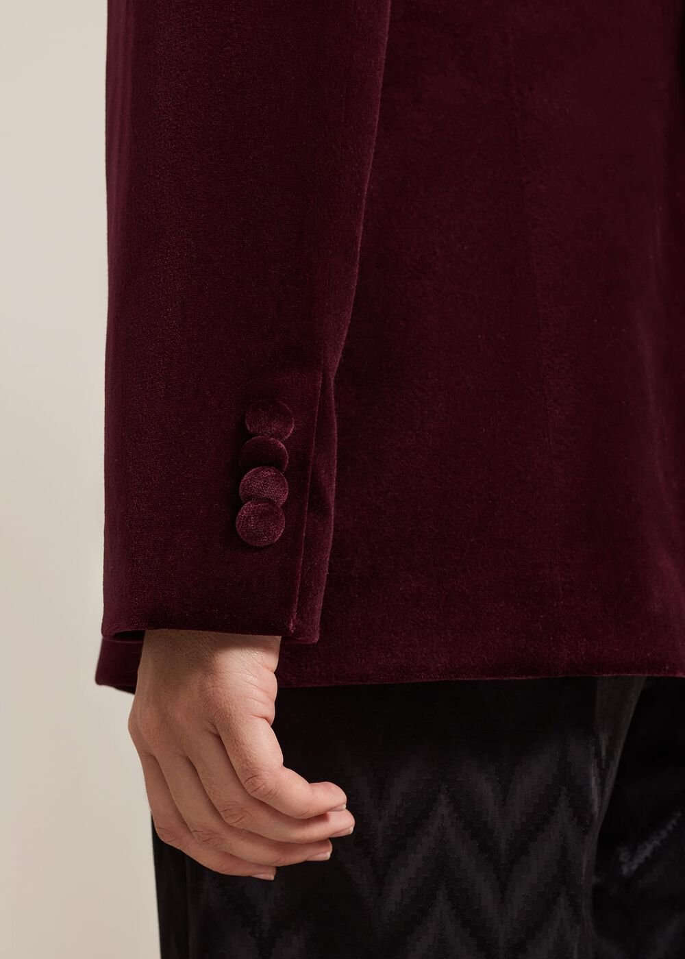 Bridie Wine Velvet Blazer - Burgundy