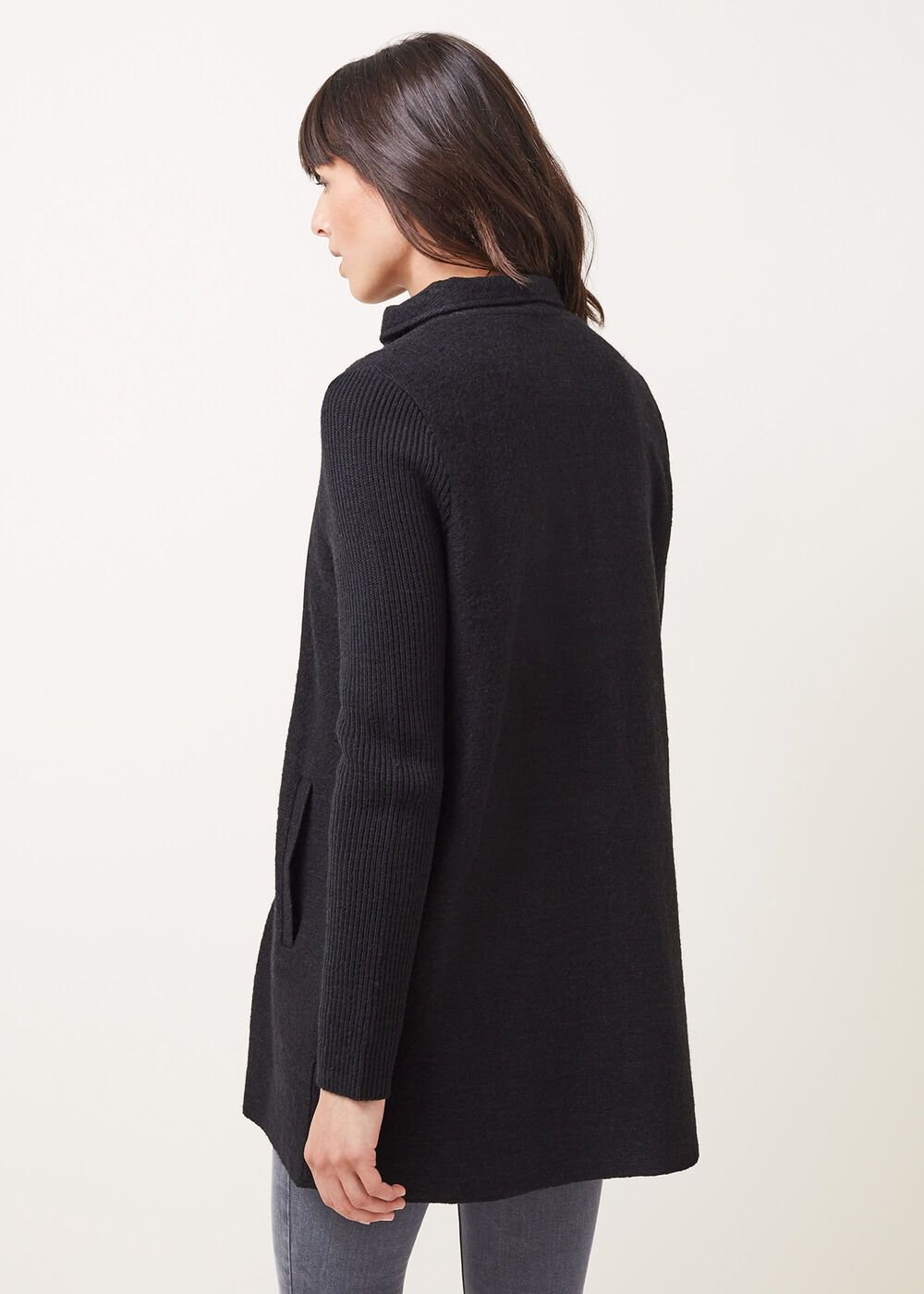 Byanca Zip Knit Coat - Black