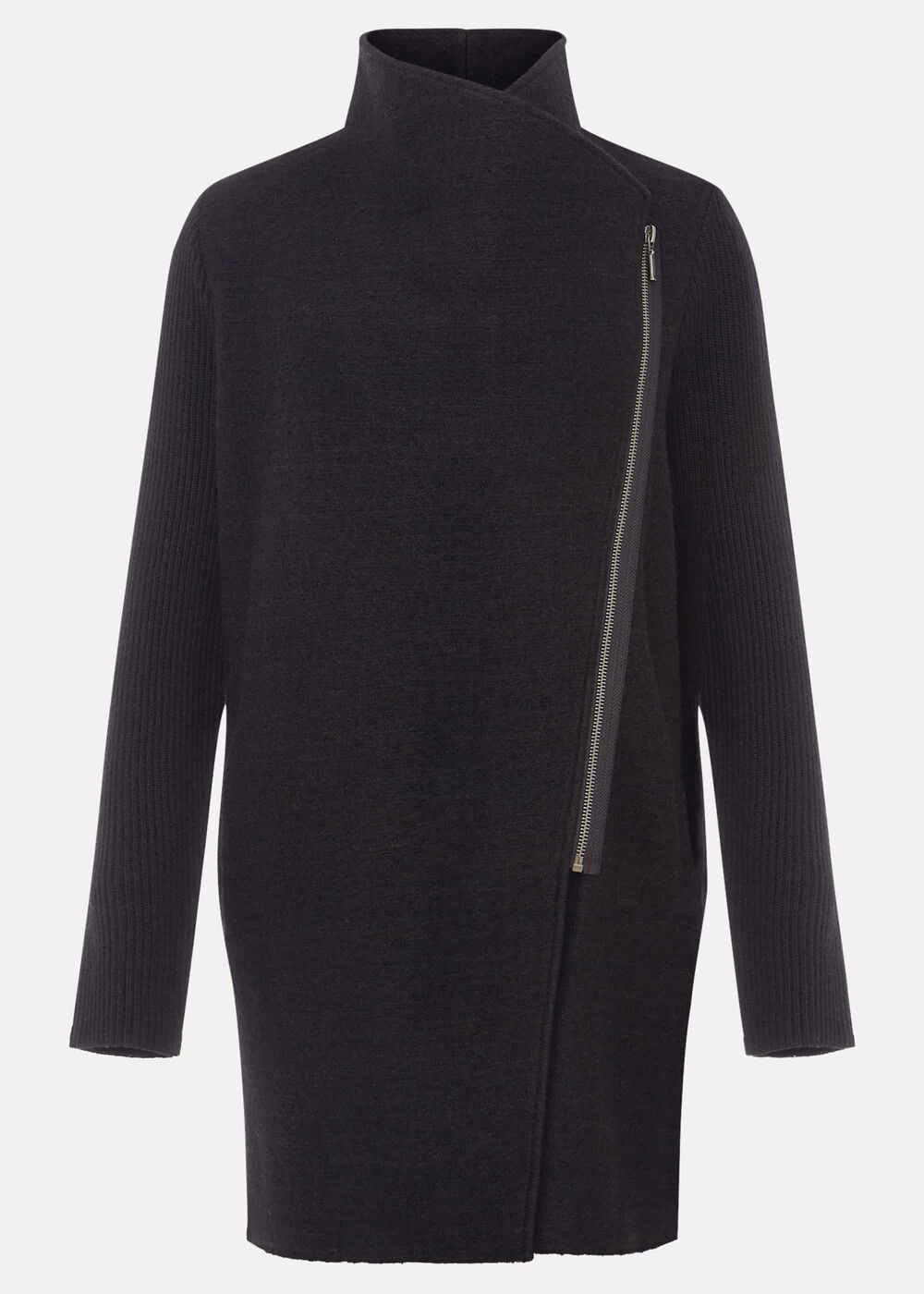 Byanca Zip Knit Coat - Black