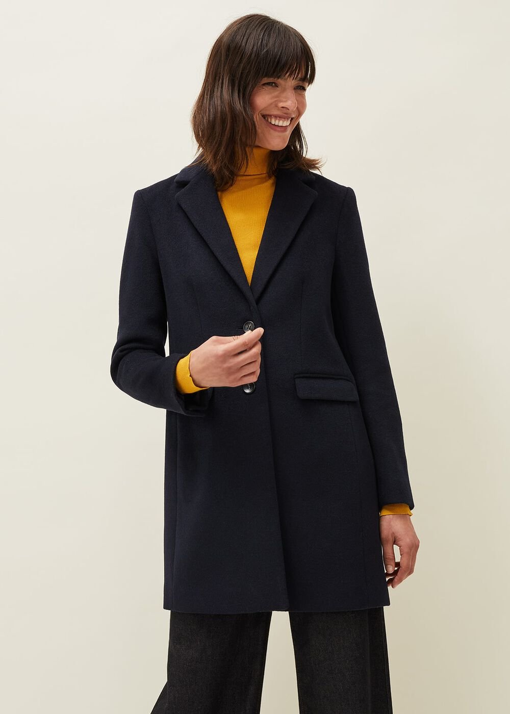 Lydia Red Wool Smart Coat - Navy