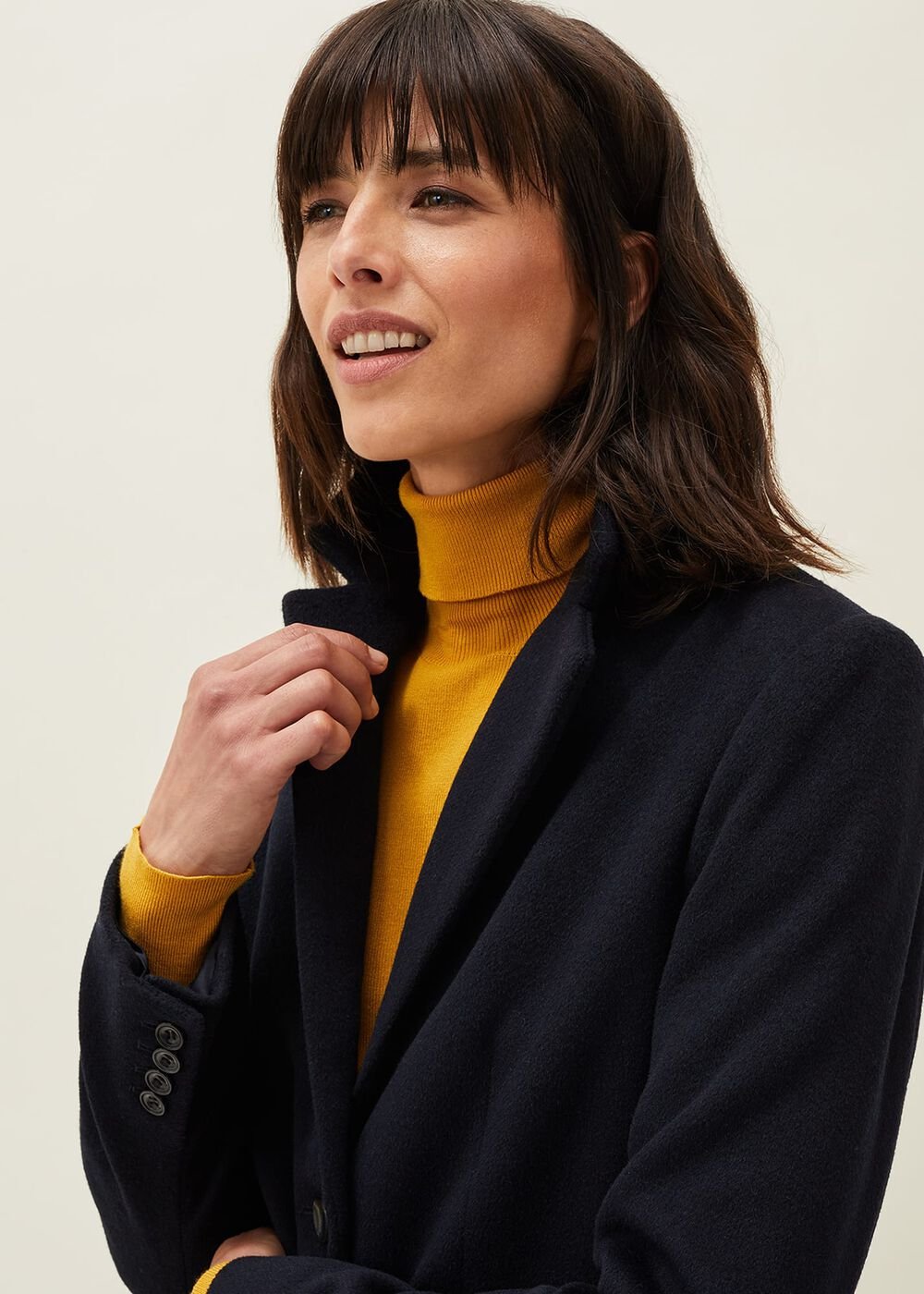Lydia Red Wool Smart Coat - Navy