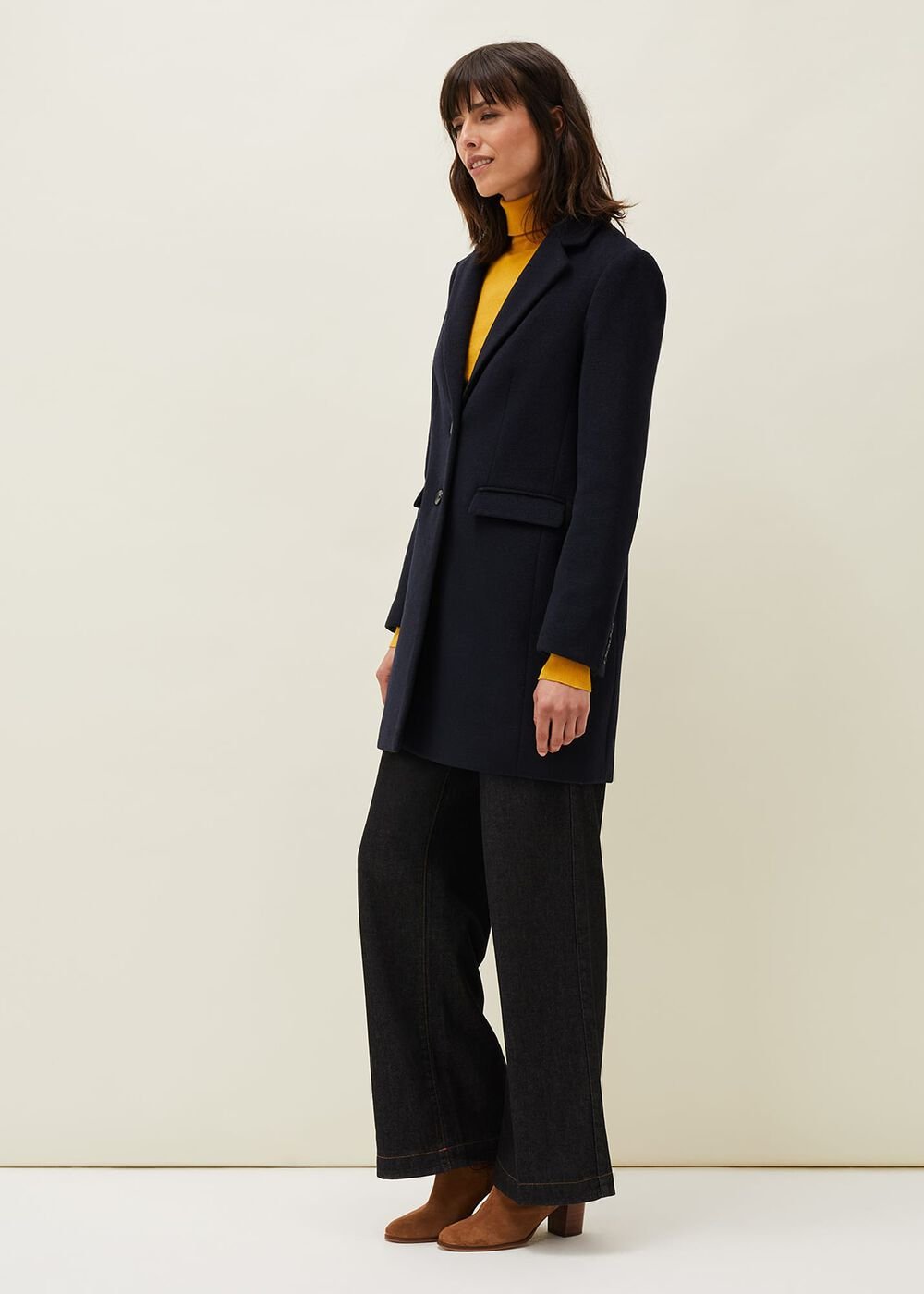 Lydia Red Wool Smart Coat - Navy