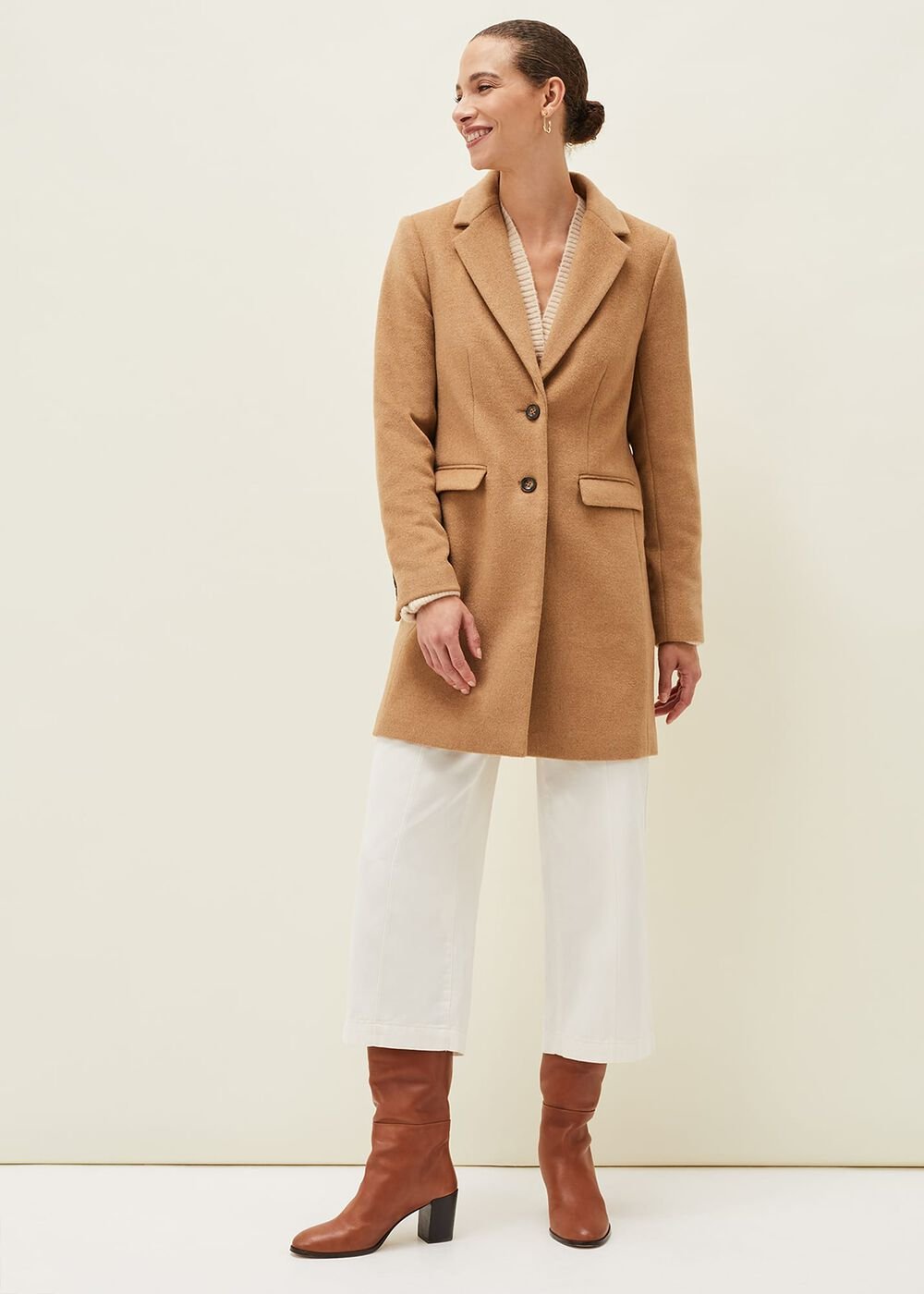Lydia Red Wool Smart Coat - Camel