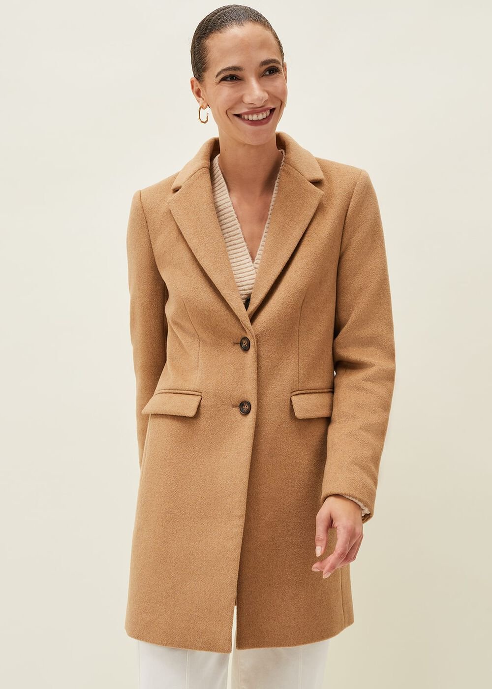 Lydia Red Wool Smart Coat - Camel