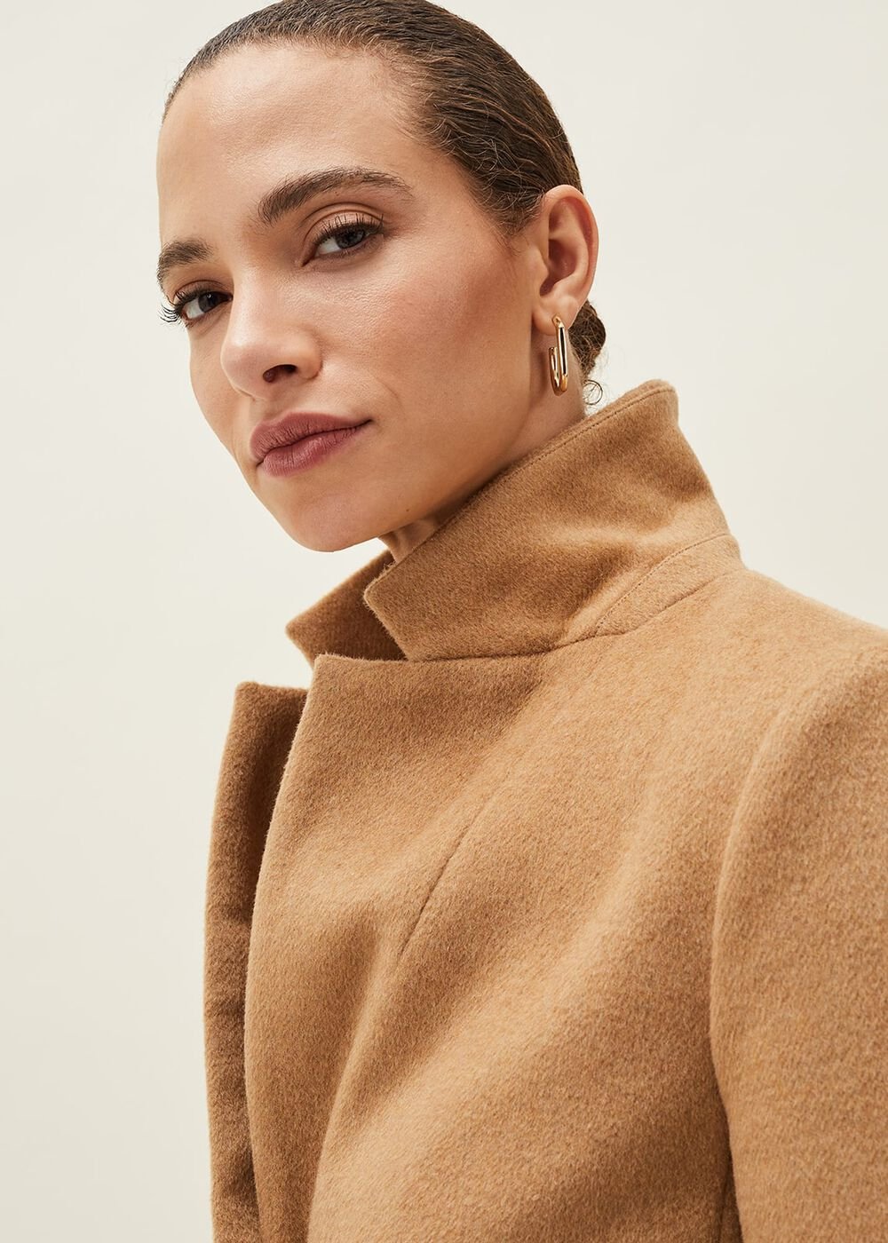 Lydia Red Wool Smart Coat - Camel