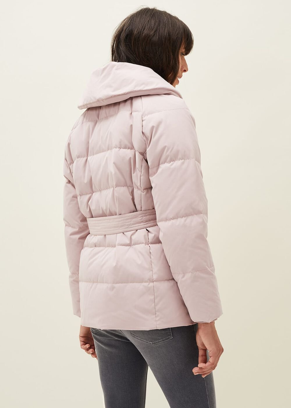 Kyra Short Wrap Puffer Coat - Pale Pink