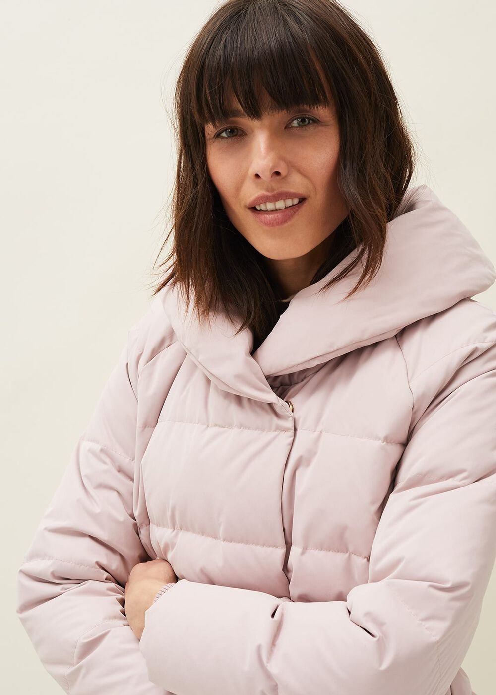 Kyra Short Wrap Puffer Coat - Pale Pink