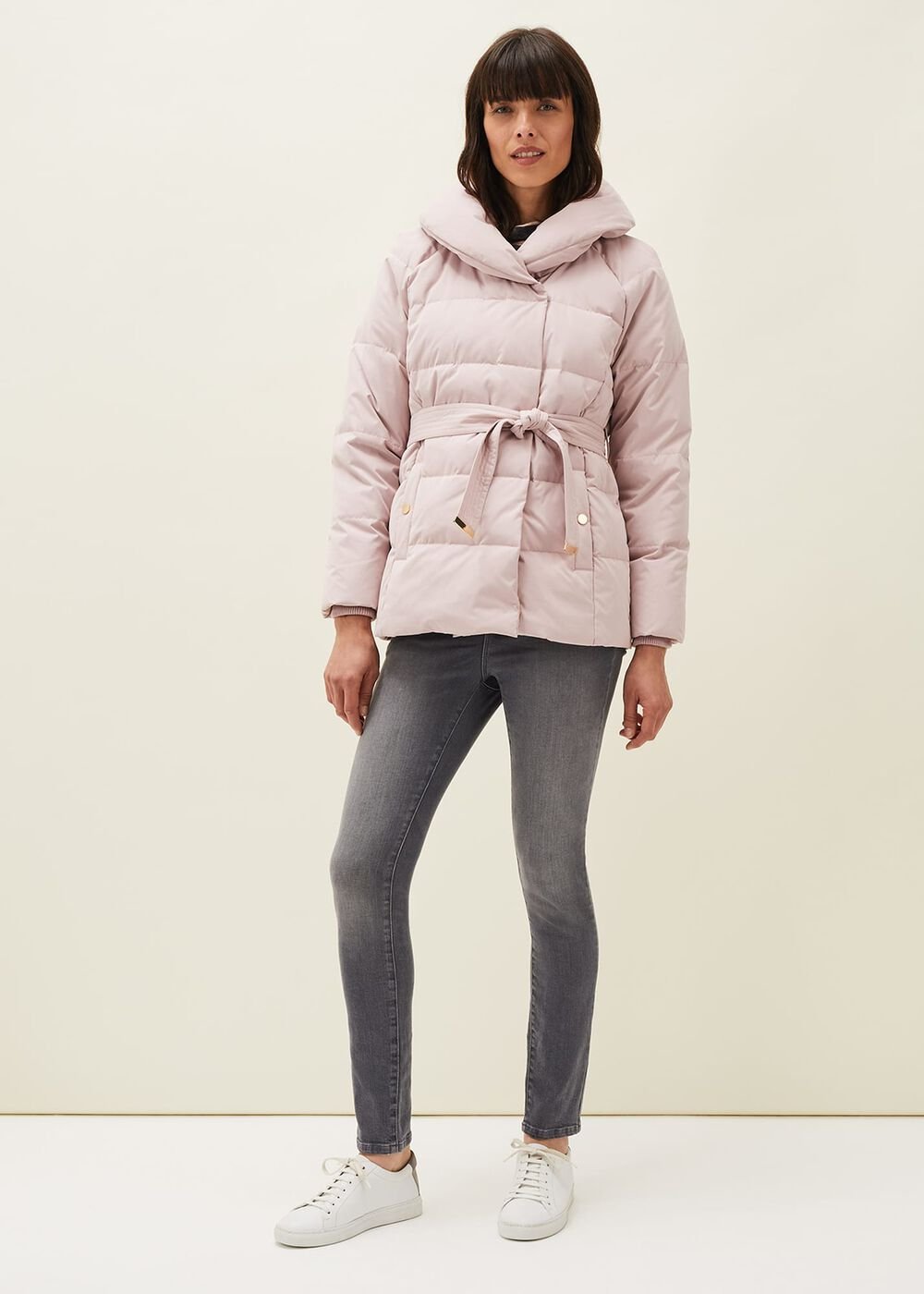 Kyra Short Wrap Puffer Coat - Pale Pink