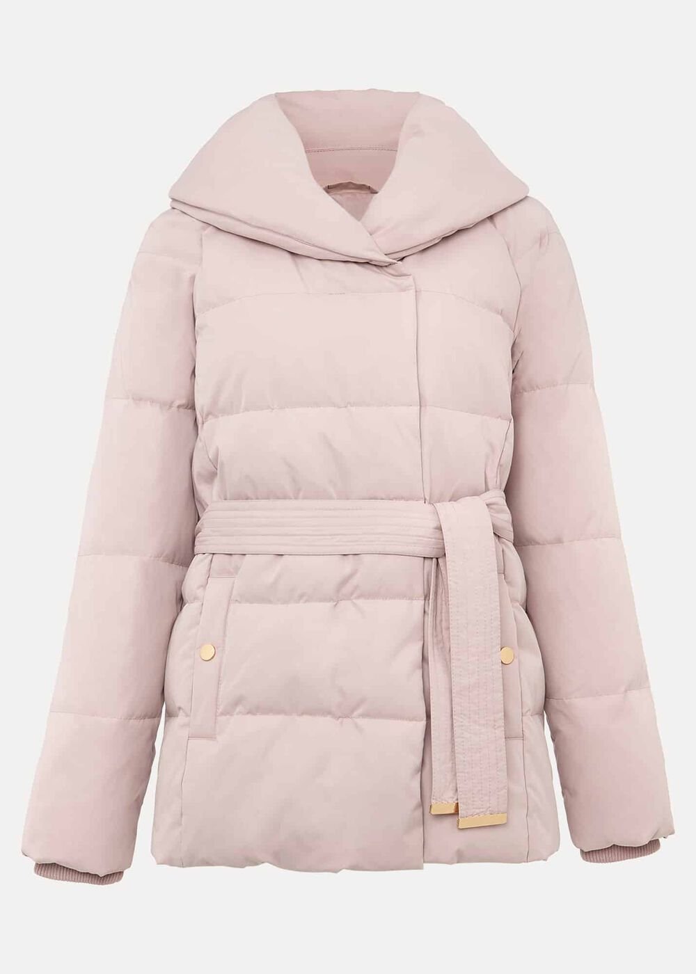 Kyra Short Wrap Puffer Coat - Pale Pink