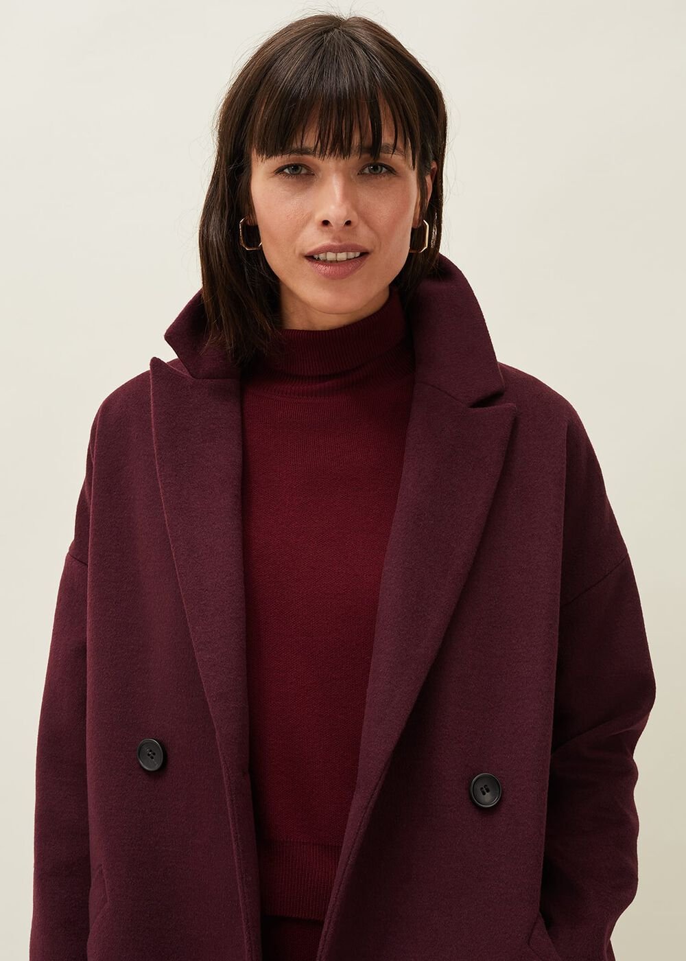 Emery Colourblock Wool Coat - Port