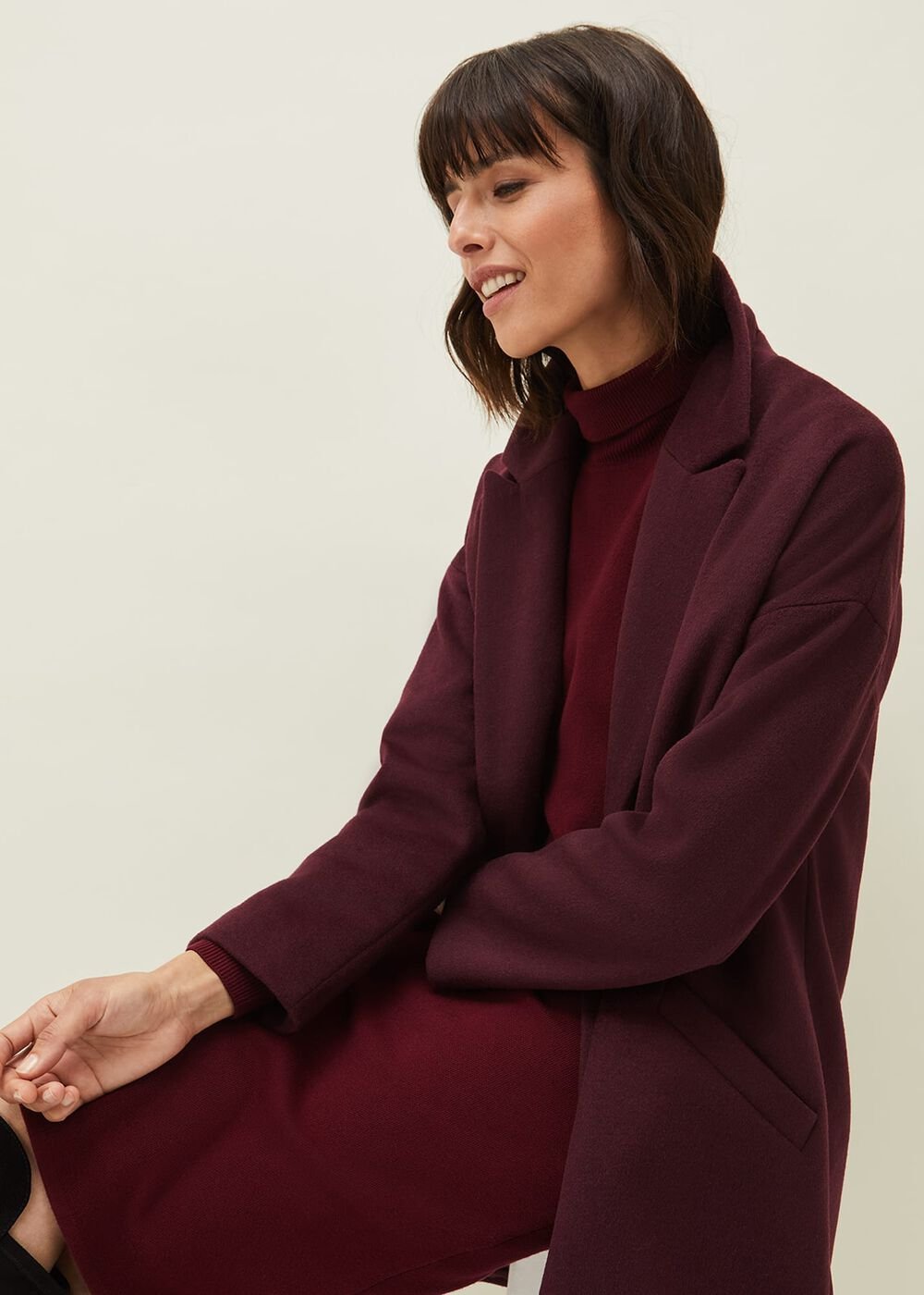 Emery Colourblock Wool Coat - Port