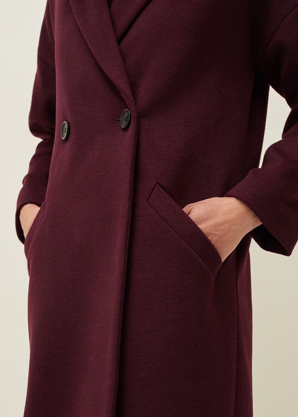 Emery Colourblock Wool Coat - Port
