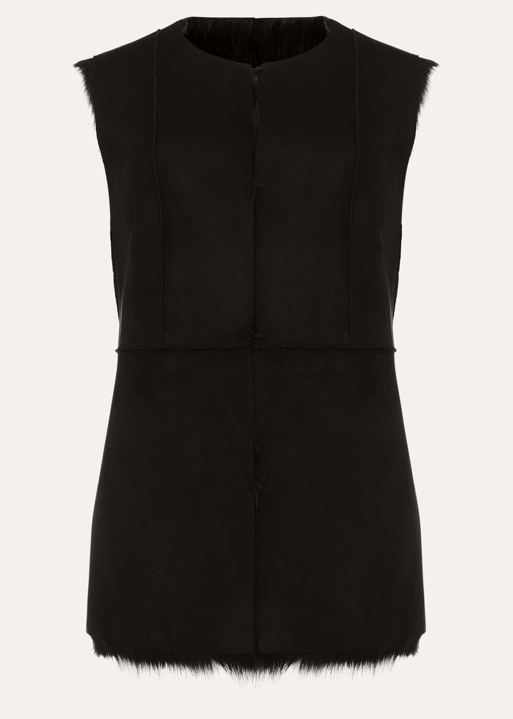 Ella Longline Reversible Faux Fur Gilet - Black