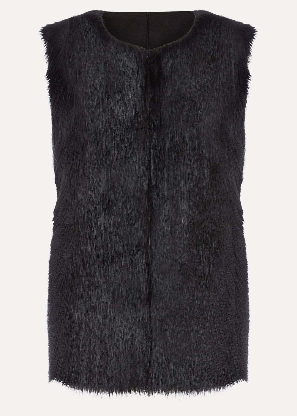 Ella Longline Reversible Faux Fur Gilet - Black