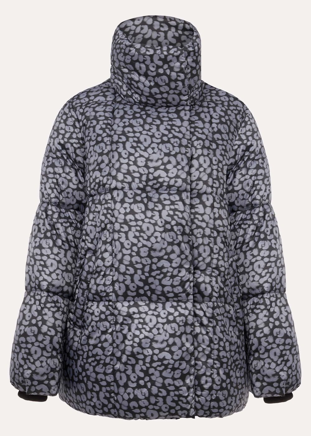 Anny Animal Print Puffer Coat - Grey Multi