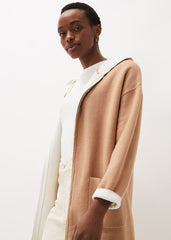 Jane Double Face Knit Coat - Camel/Ivory
