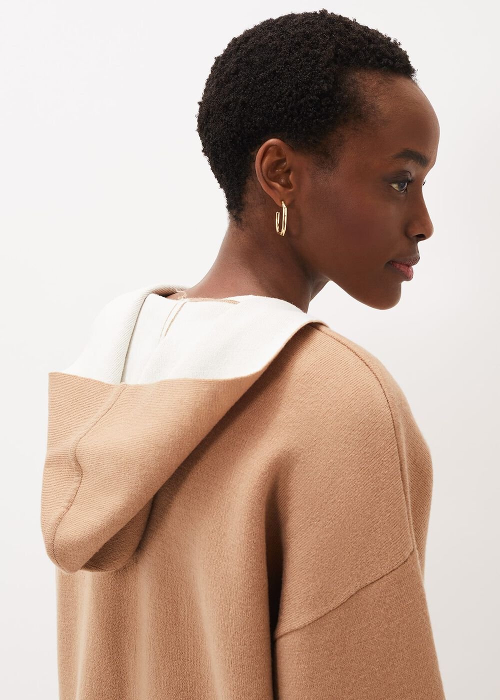 Jane Double Face Knit Coat - Camel/Ivory