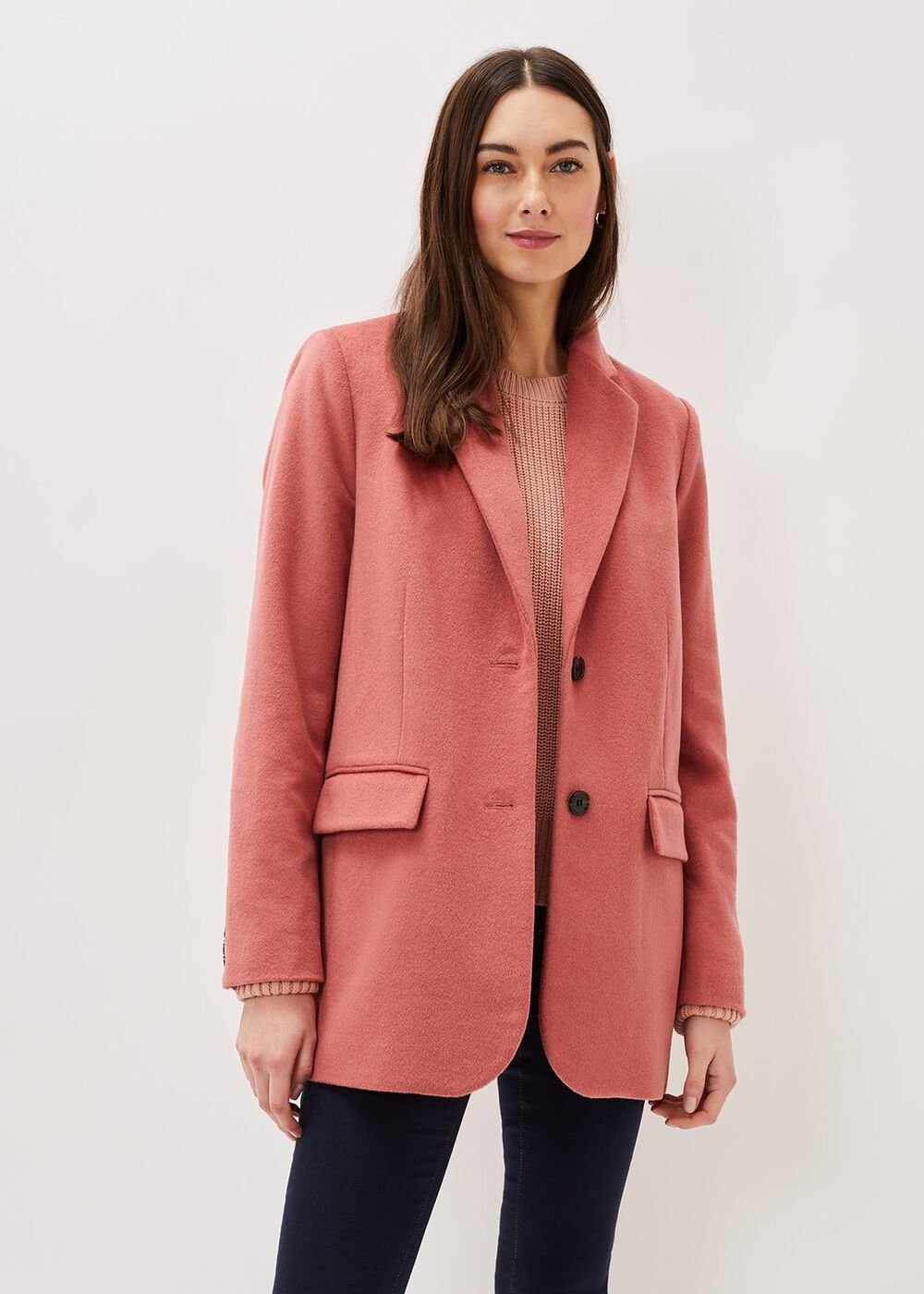 Amara Wool Coat - Dark Coral