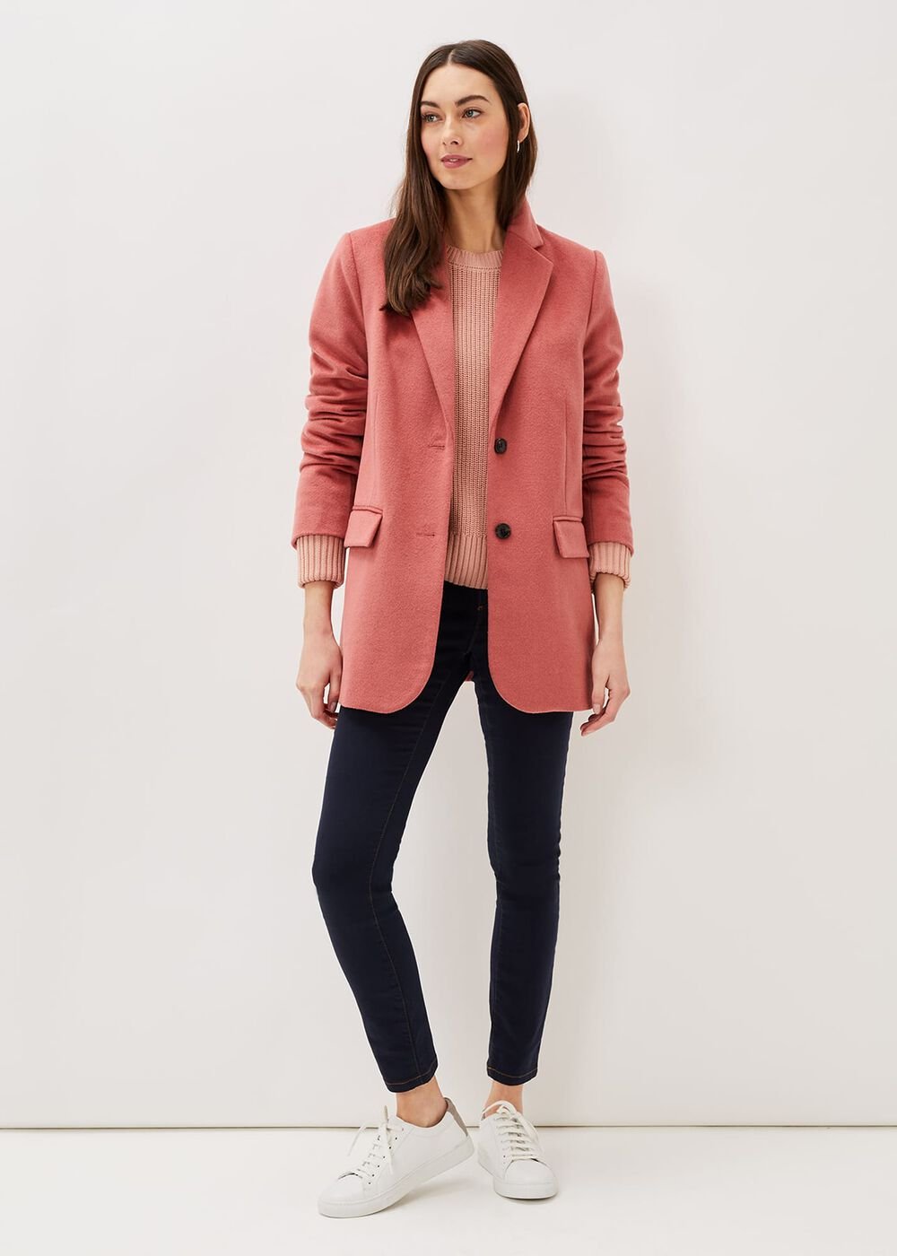 Amara Wool Coat - Dark Coral