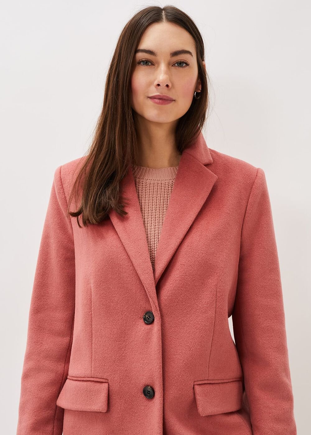 Amara Wool Coat - Dark Coral