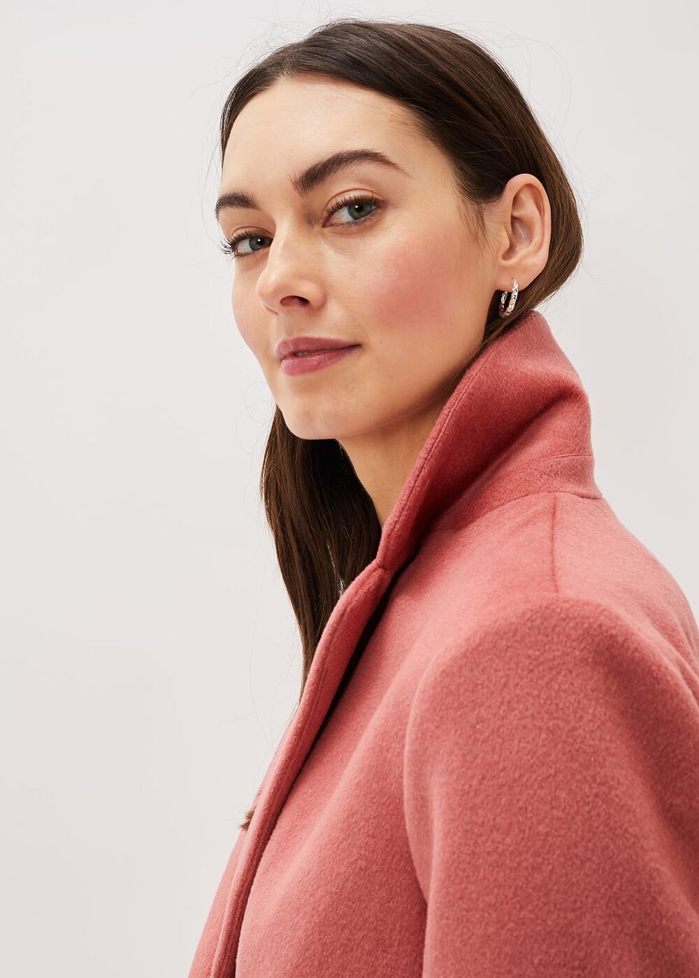 Amara Wool Coat - Dark Coral