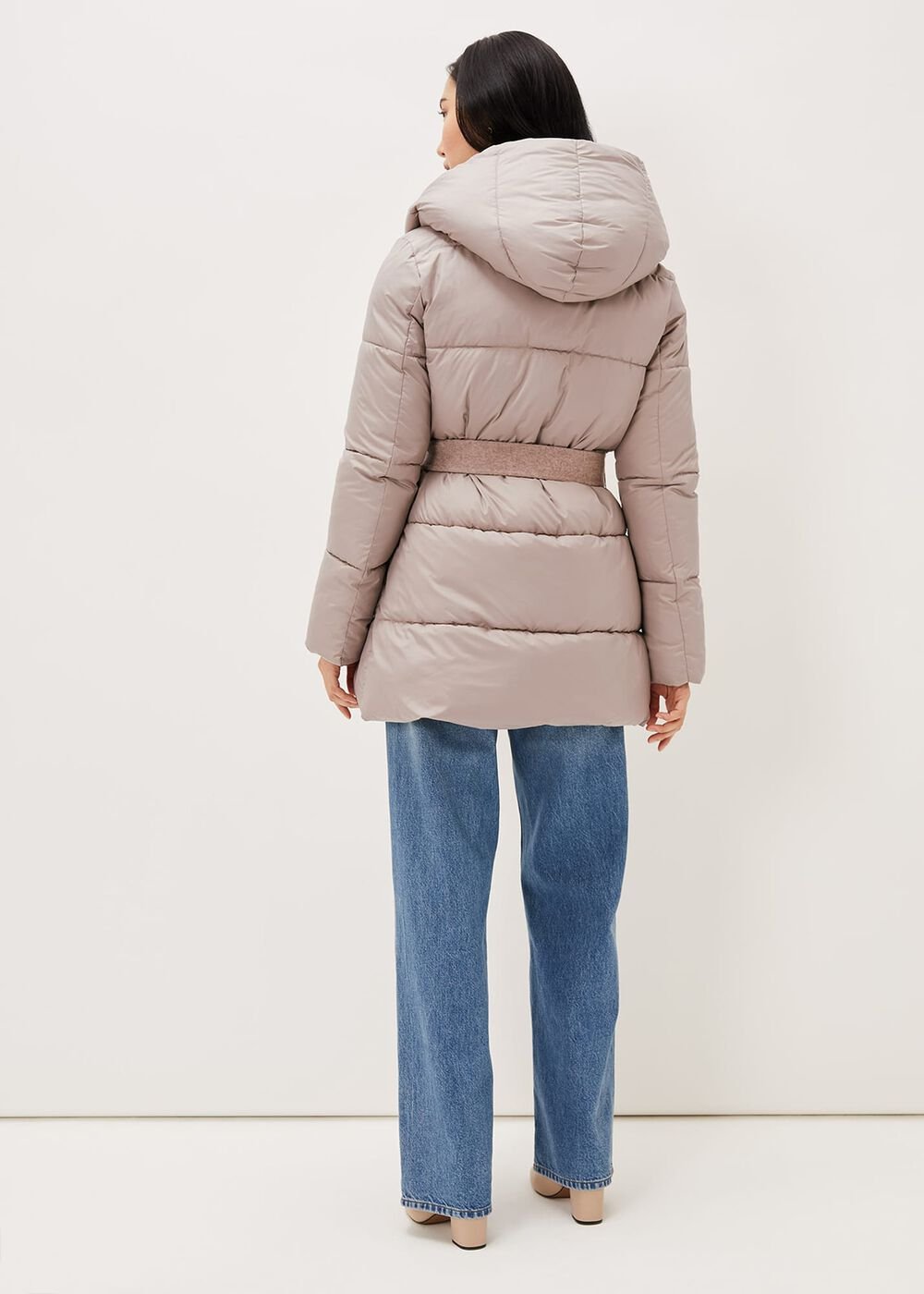 Brae Belted Puffer Knit Coat - Mink