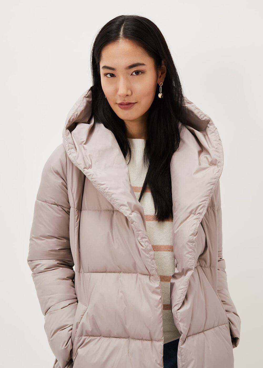Brae Belted Puffer Knit Coat - Mink
