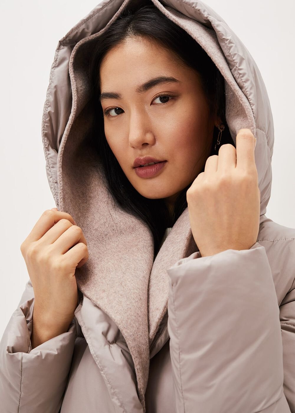 Brae Belted Puffer Knit Coat - Mink
