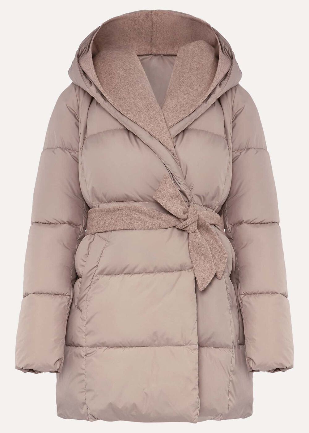Brae Belted Puffer Knit Coat - Mink