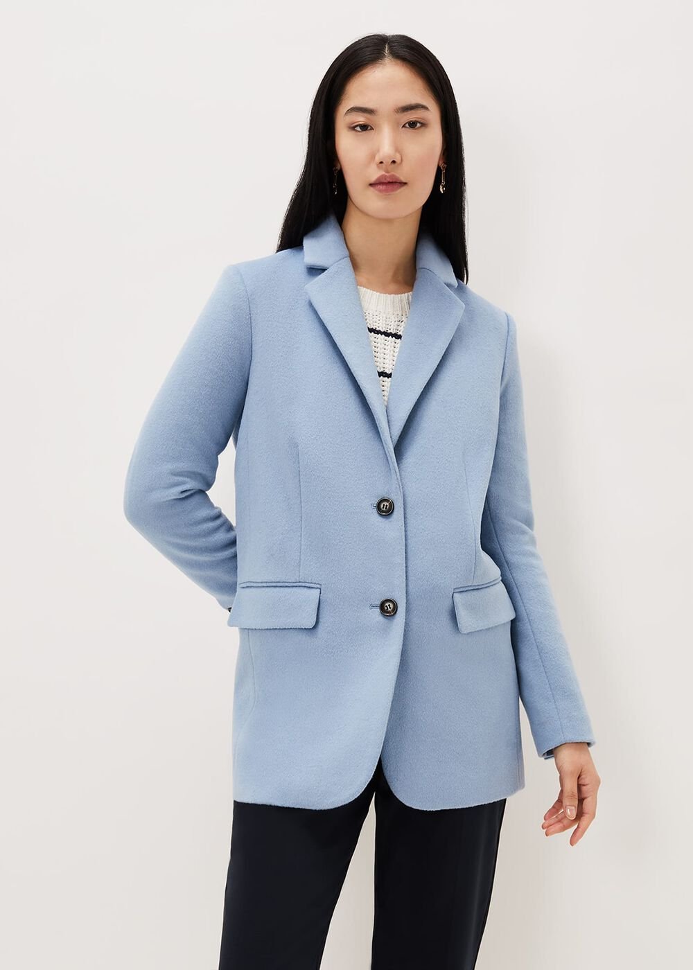 Amara Wool Coat - Steel Blue
