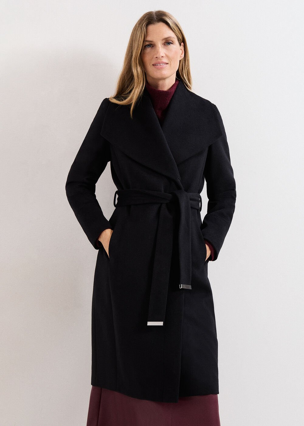 Nicci Wool Belted Coat - Black