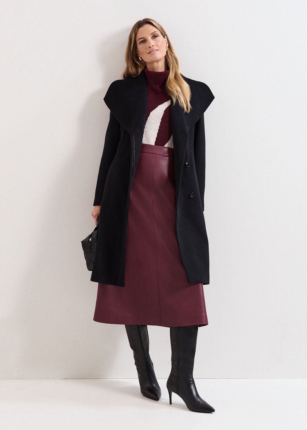 Nicci Wool Belted Coat - Black