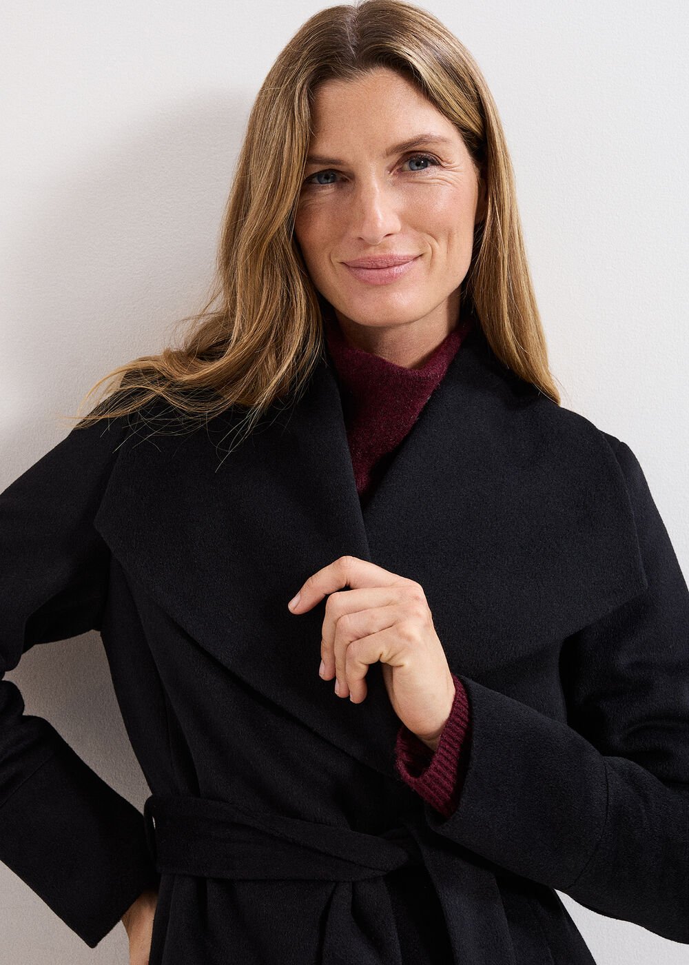 Nicci Wool Belted Coat - Black