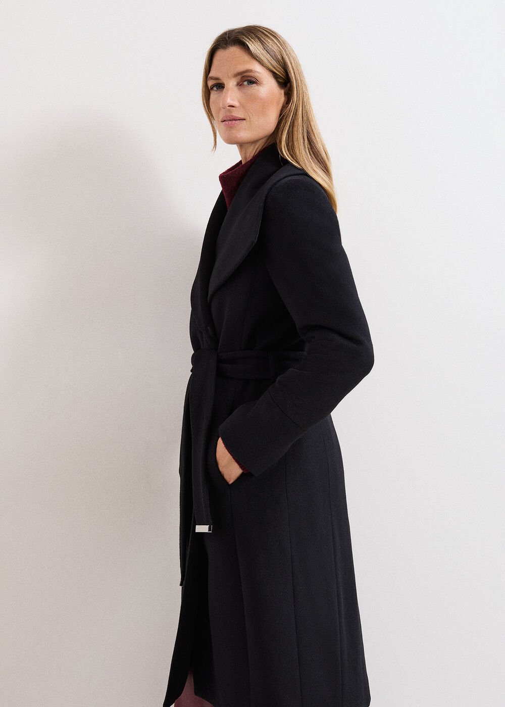 Nicci Wool Belted Coat - Black