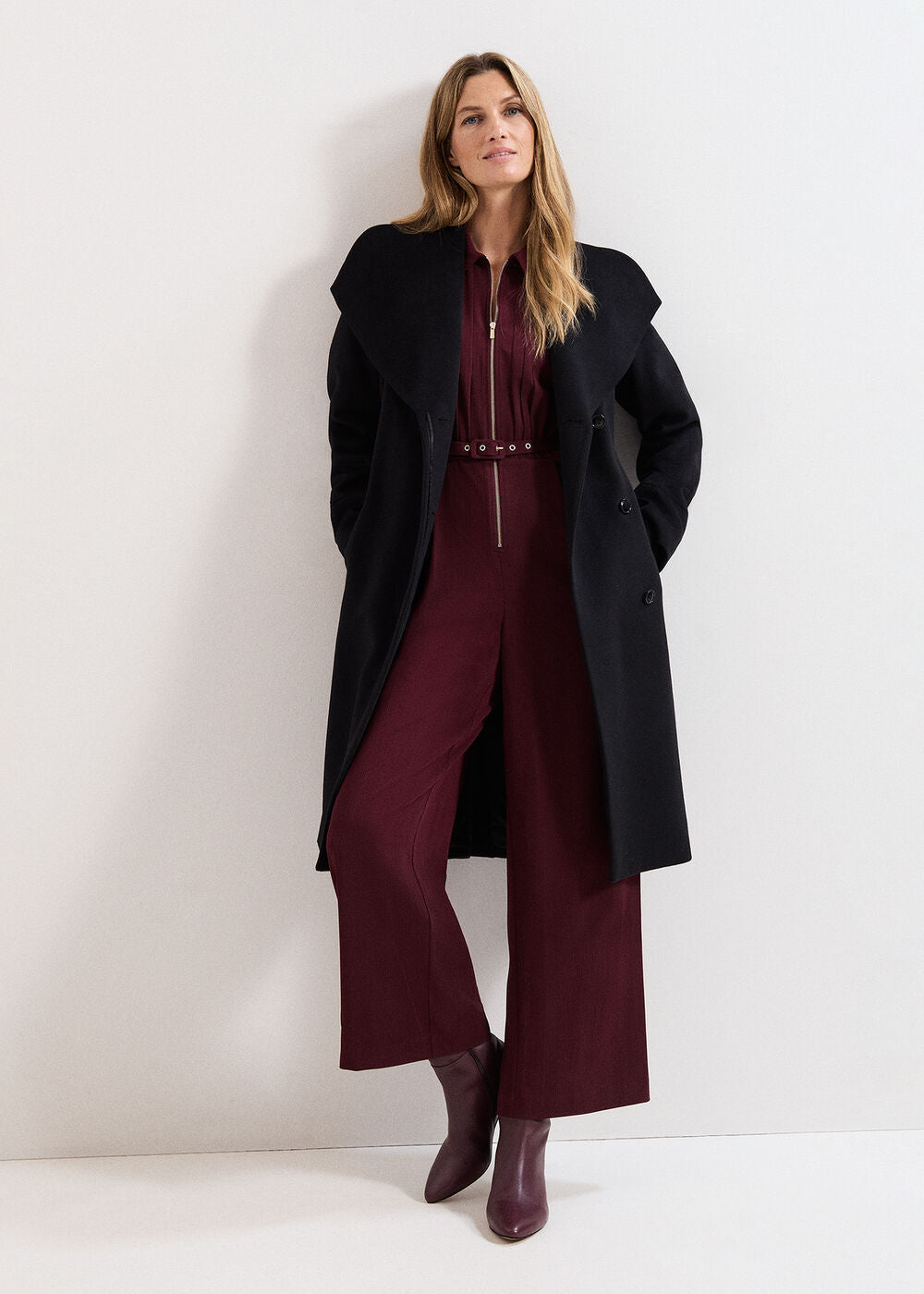 Nicci Wool Belted Coat - Black