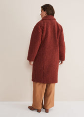 Libbie Longline Teddy Coat - Rust