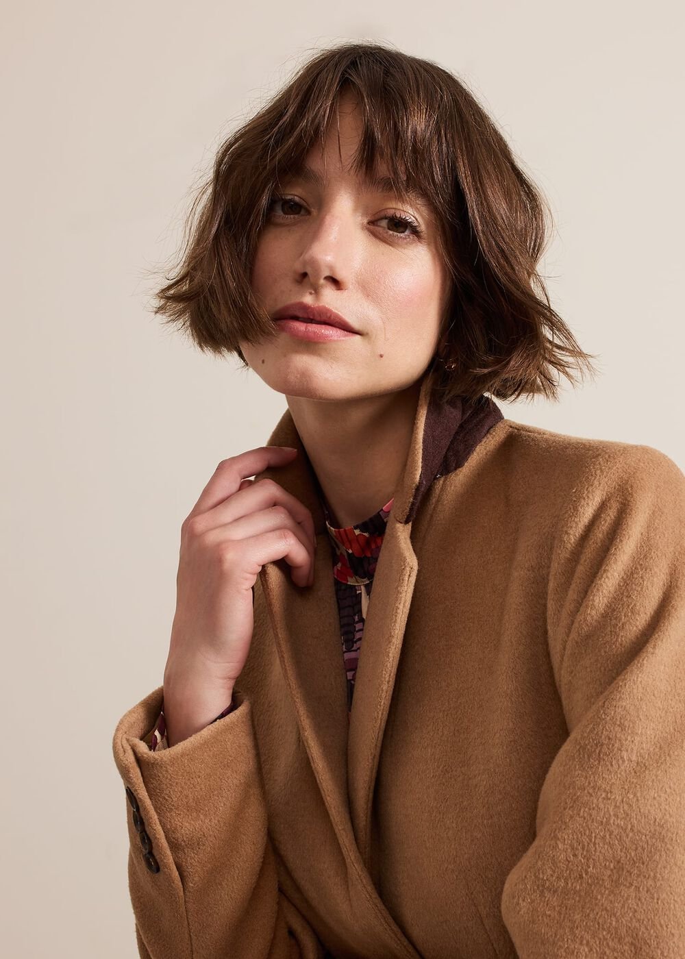 Lydia Blue Wool Smart Coat - Camel