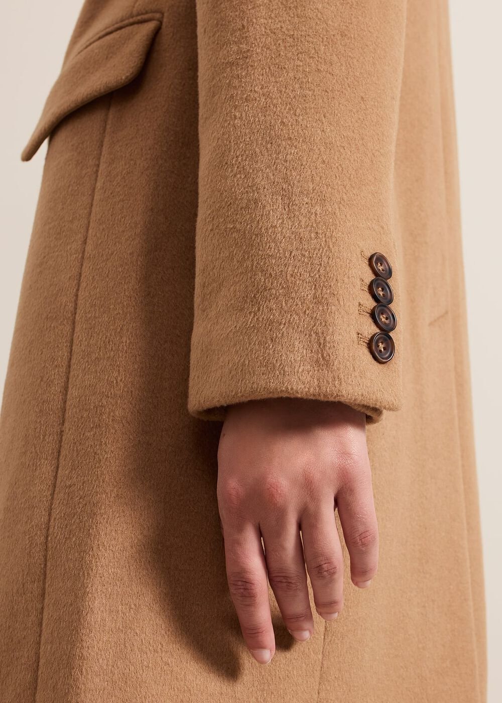 Lydia Blue Wool Smart Coat - Camel