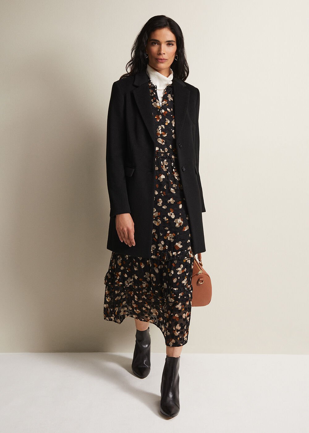 Lydia Blue Wool Smart Coat - Black
