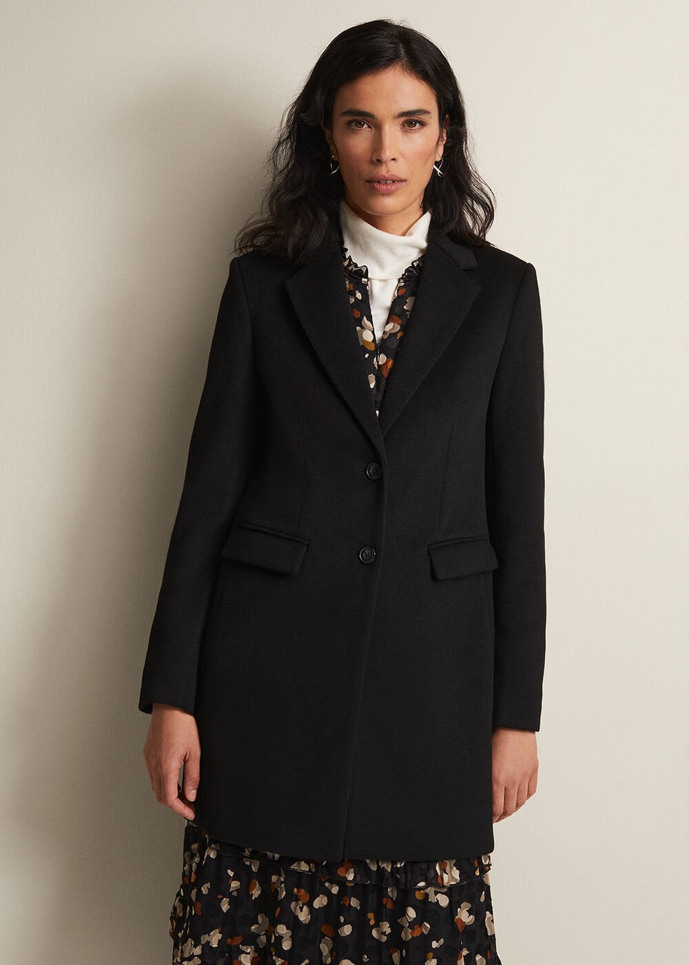 Lydia Blue Wool Smart Coat - Black